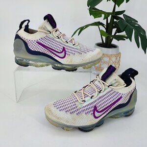 Nike Youth Vapormax Air Max Flyknit White Mesh Sneakers Shoes Size 4Y